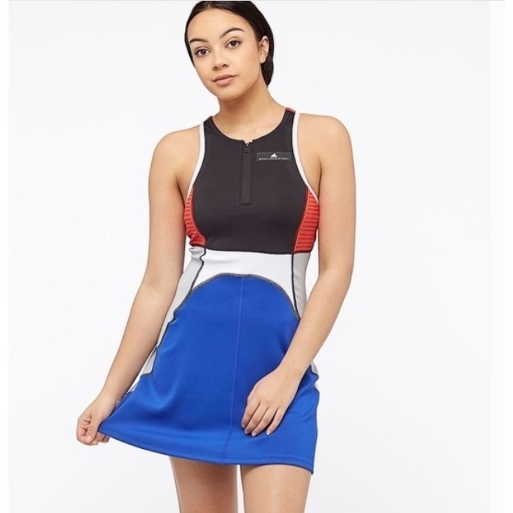 Adidas by Stella McCartney Black, Blue & Red Colorblock Athletic Dress